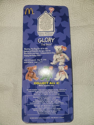 Vtg. TY NIP Beanie Baby-Glory the Bear-McDonalds-Original Packaging - Picture 3 of 3