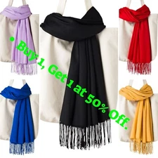 Women Men Thin Cashmere Scarf  Shawl Wrap Wool Blanket Soft Solid Oversized Gift