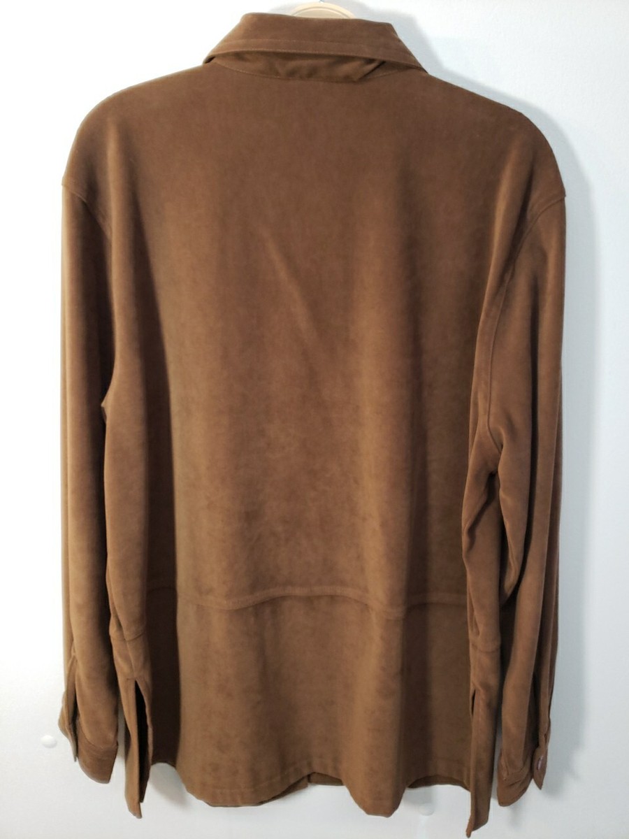 Erika Collection Faux Suede Thin Long Shirt Sz L Soft