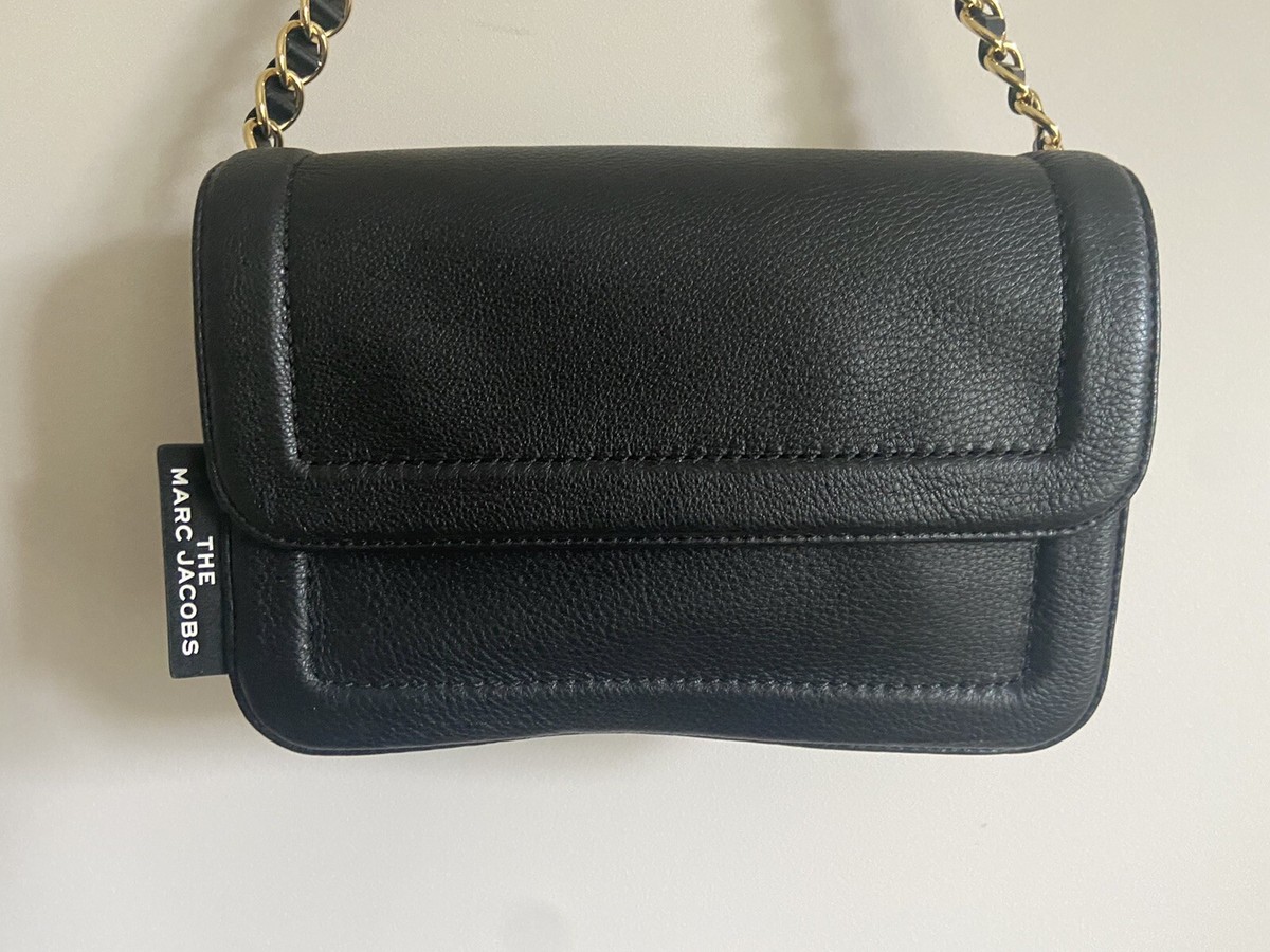 New The Marc Jacobs Cushion Black Leather Shoulder Medium Bag + 