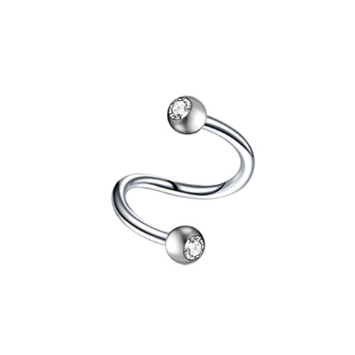 3pc Steel Crystal Twist Ear Helix Cartilage Stud Spiral Eyebrow Piercing 6-10mm - Picture 7 of 17
