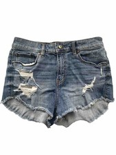 Eunina Lulu High Rise Cut Off Distressed Denim Shorts Sz S