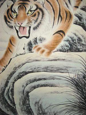 下山虎 Chinese Museum Collection Painting tiger by Zhang Shanzi