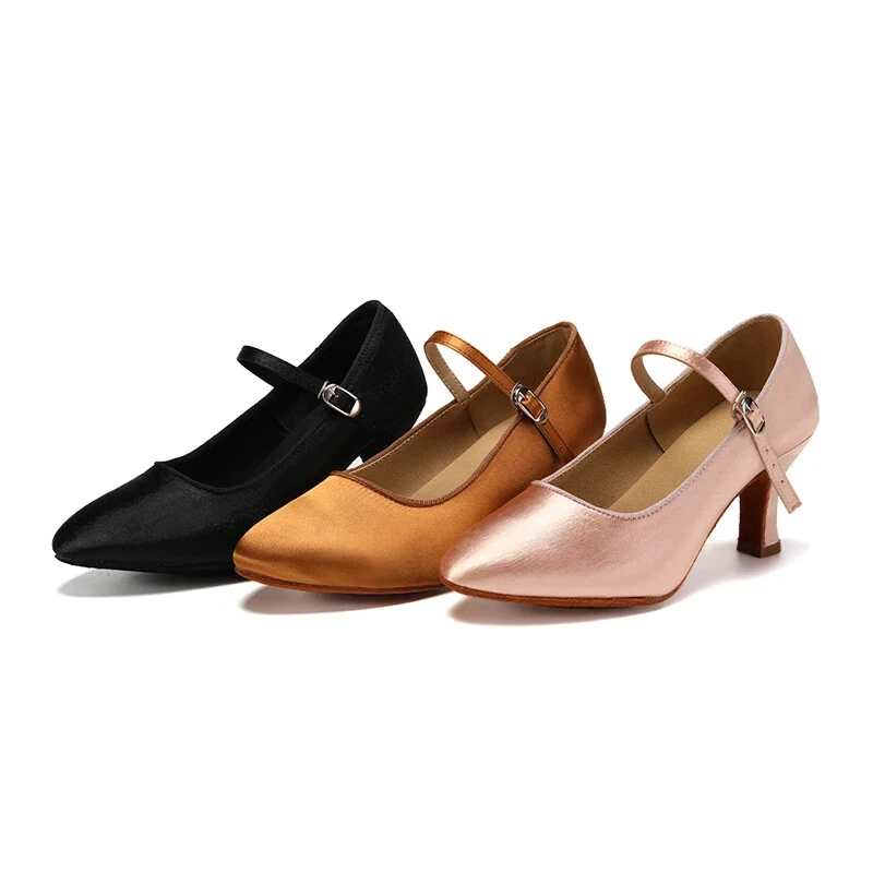 Mujeres Zapatos de Baile de Salón Seda Modernos Zapatos Latinos Satén Vals Tango Tacón de Baile Foto 2 de 4