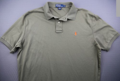 Vintage Men's Polo Ralph Lauren Polo Shirt Green Orange 100% Cotton Size XL - Picture 2 of 7