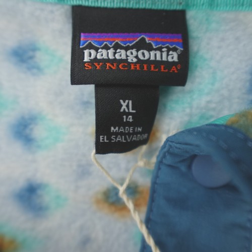 Patagonia Synchilla Snap T Kids XL 14 Blue Multi Wandering Woods Steam Blue - Picture 3 of 21