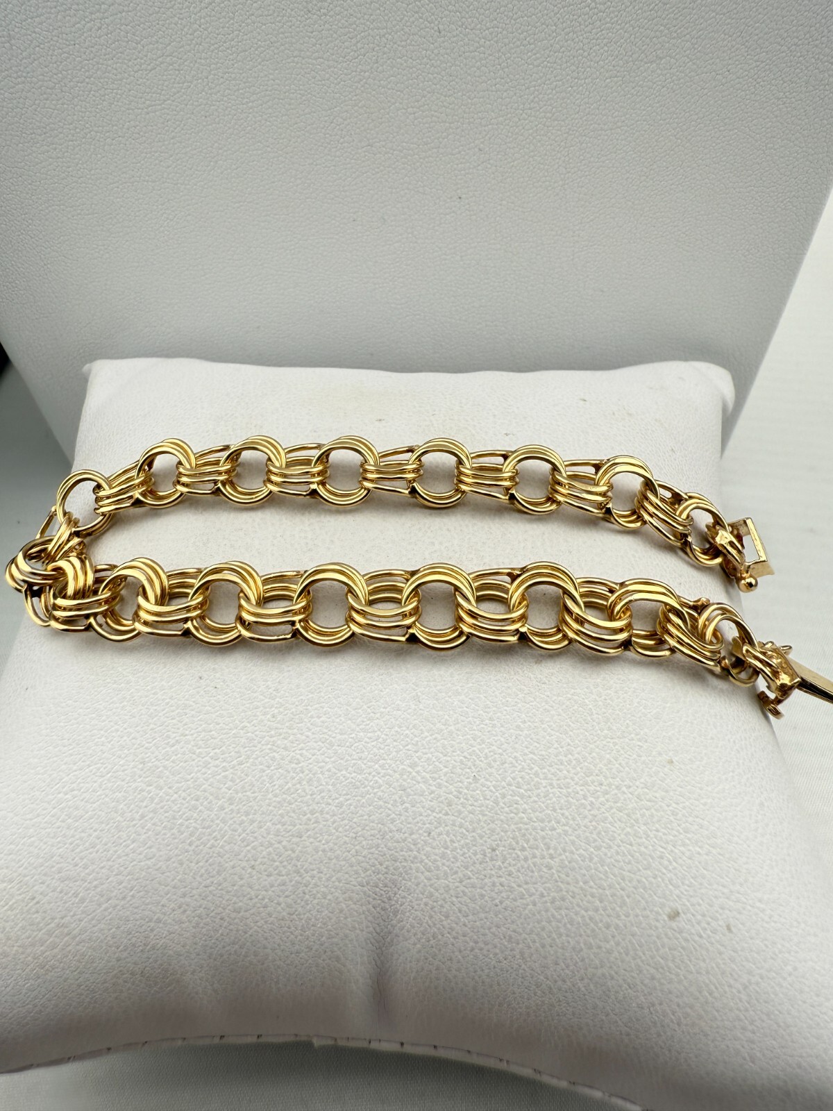 14k Solid Gold Triple Anchor Link POM Bracelet 7.… - image 4