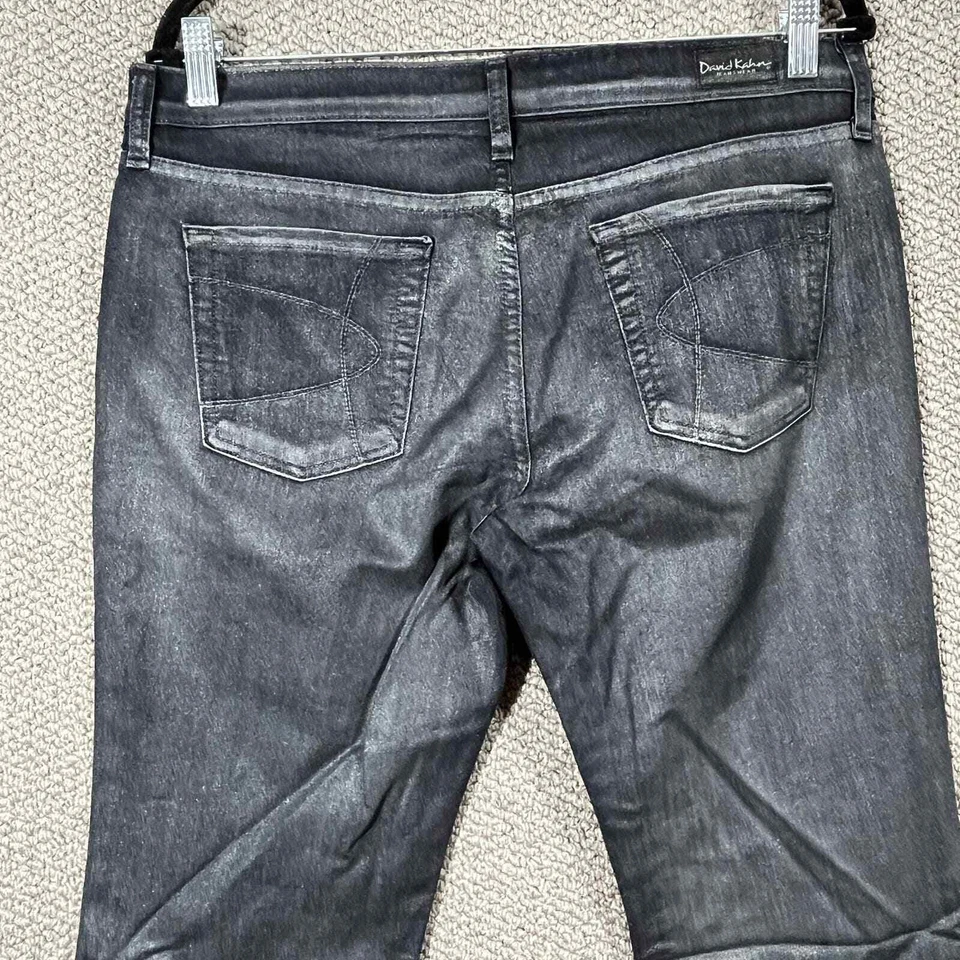 Pantalones de mezclilla David Kahn para mujer talla 31 negros grises pierna recta informales EE. UU. Foto 4 de 4