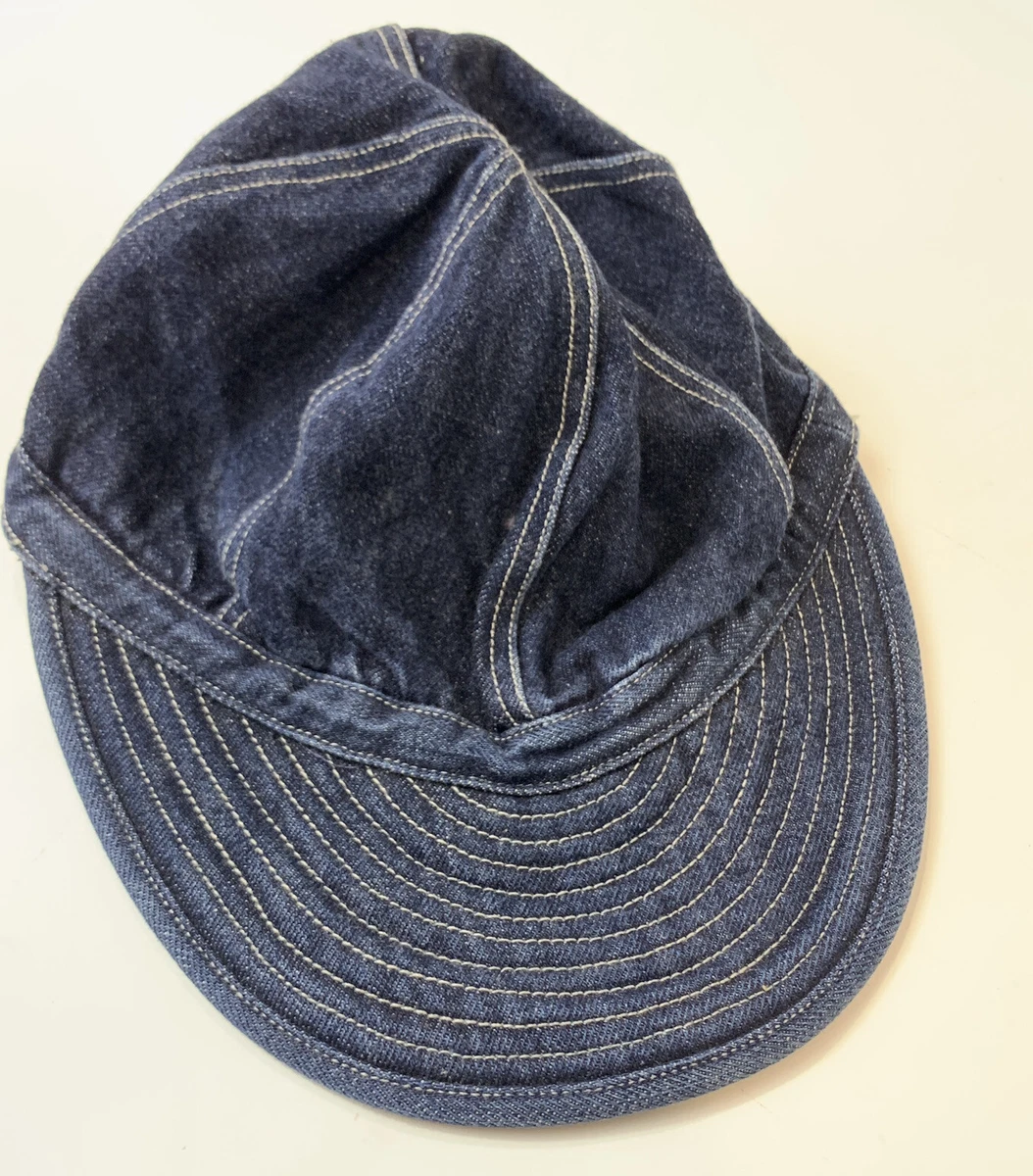 Rare RRL Ralph Lauren Vintage Selvedge Denim Newsboy Cap Hat Blue Size Large XL