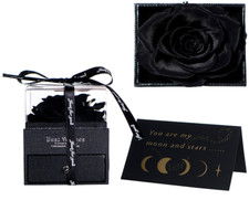 BLACK Preserved Rose In Jewelry Gift Box For Valentine's Day - Anniversary Gift
