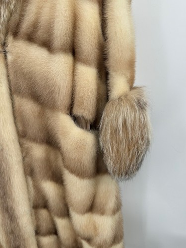 Vintage Kramer's Full Length Fur Tan Striped-Lined Collared Pockets - Picture 7 of 23