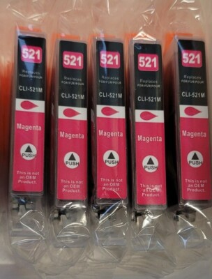 5-Pack Magenta Ink Cartridges W/ Chip - Compatible With Canon CLI-221 MP640 MX860 MX870