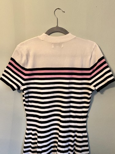Elle Black White Striped Sweater Dress Womens Small - Picture 8 of 10