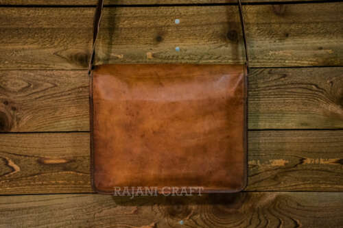 Men's Genuine Vintage Brown Leather Messenger Shoulder Laptop bag Briefcase NEW - Picture 4 of 4