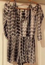 Solemio Multi Color Tie Dye Long Sleeve Cold Shoulder Romper L