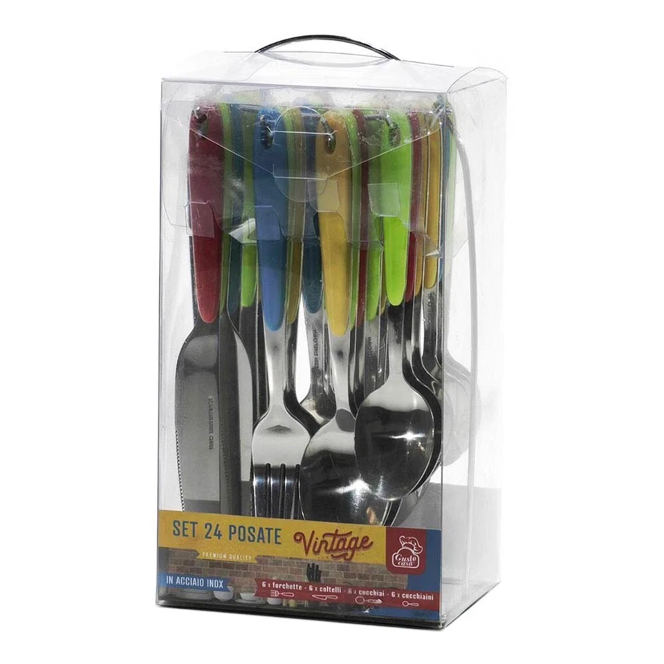 Set 24 posate in acciaio inox servizio da tavola per 6 persone color mix - Immagine 2 di 2