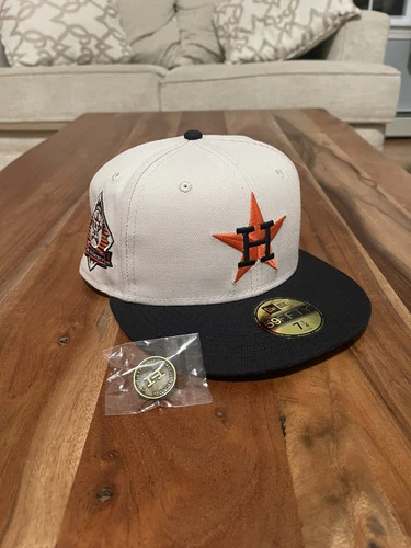 Hat Club Houston Astros 25th Silver Anniversary Patch Size 7 1/4 Stone Navy NEW