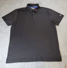 Birdie Bound Polo Shirt Mens Medium Black Performance Golf Basic Casual