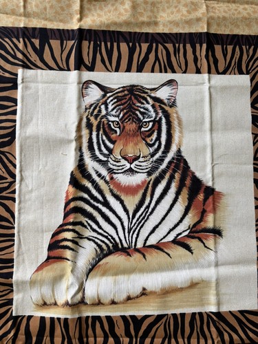 Timeless Treasures Fabric Panel Pillow Tiger Safari Style UNCUT 35" x 43 - Picture 2 of 9