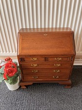 SMALL VINTAGE OAK WOODEN BUREAU WITH BRASS FITTINGS GEORGIAN FURNISHING Co.