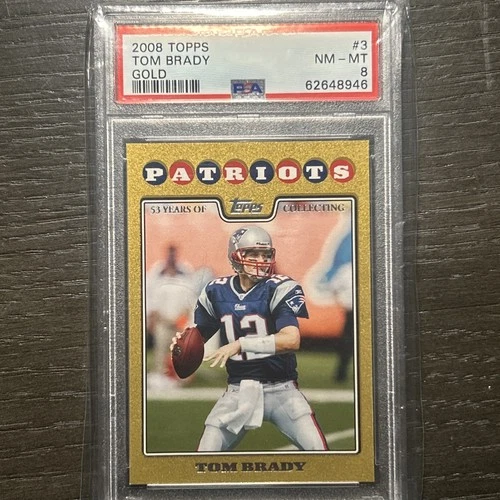 2008 Topps TOM BRADY #3 Gold #0446/2008 PSA 8 New England Patriots!