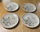 (4) Red Wing Pottery Bob White 11" Dinner Plates Quail Design Hand Painted USA