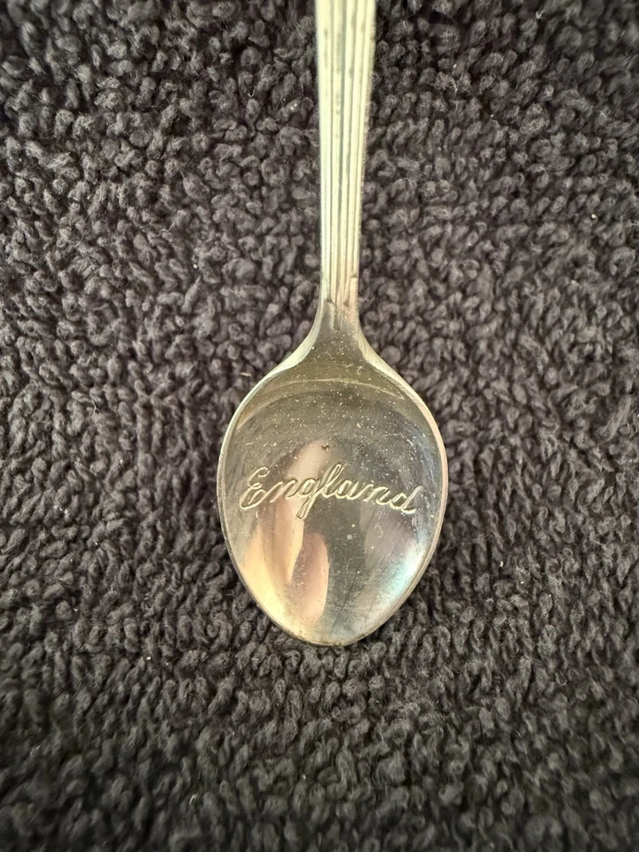 "Cuchara de recuerdo vintage de plata esterlina de Inglaterra - tapa esmaltada Tudor Rose - 3,75""" Foto 3 de 4