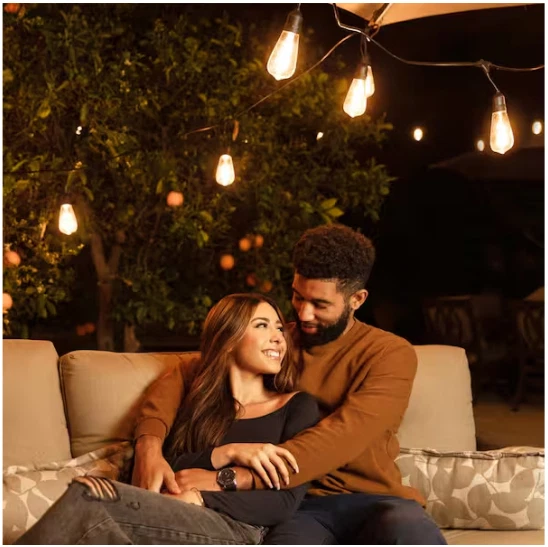 12 luces 24 pies exterior/interior negro enchufable ST64 novedad bombilla cadena de luz LED Foto 3 de 4