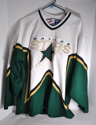 Vintage Dallas Stars Jersey Large White CCM Hockey NHL Made in Canada