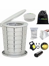 XL Portable Toilet   16'' Tall Folding Camp Potty with Lid, Lightweight Trave...
