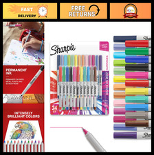 Ultra-Fine Tip Permanent Markers Set, 24 Assorted Colors - Art, School, Writing