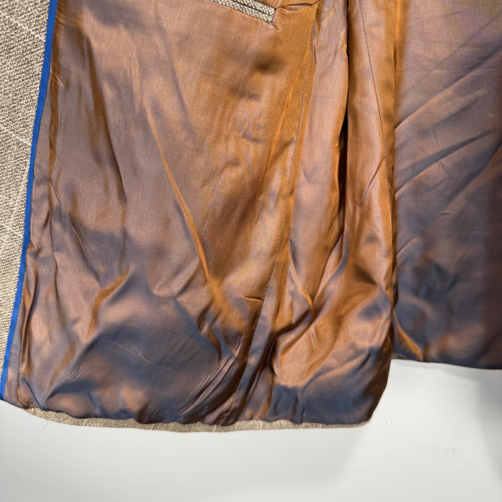 Stile Bespoke Blazer Sport Coat Men 46L Beige Plaid 2 Button Italian Wool Jacket