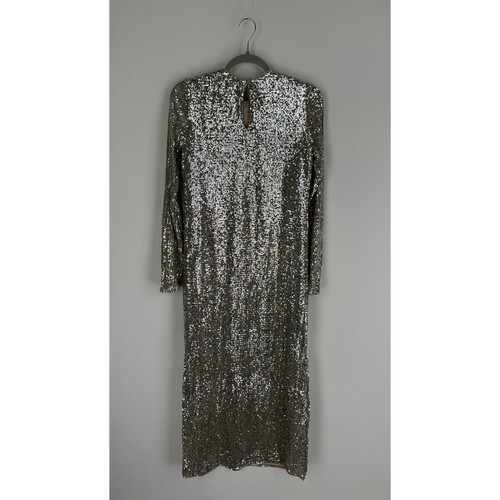 Show Me Your MuMu Maddison Long Sleeve Sequin Dress Womens XS Platinum Silver - Picture 8 of 12