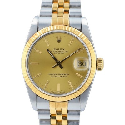 Rolex Datejust 68273 31mm Mid-Size Two-Tone Champagne Dial 18KY Steel Auto Watch