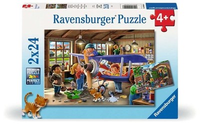 Ravensburger Puzzle 120040 Eisenbahn- und Flugzeugservice 4+ Jahre 2x24 Teile