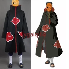 Cosplay Costume Naruto Akatsuki Tobi Uchiha Obito Robe Cloak Coat + Resin Mask套装