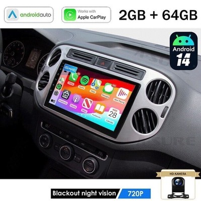 64G Android 14 Autoradio Apple Carplay GPS Navi +Kam für VW Tiguan 5N Golf  Plus