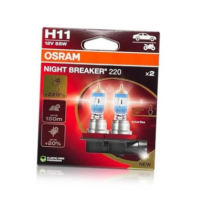 Night Breaker 220 Halogen Headlight Bulbs 64211NB220-2HB 3900K 12V 62W H11