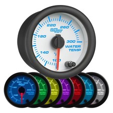 GlowShift White 7 Color 300F Water Coolant Temp Gauge Kit, 21/16" 52mm