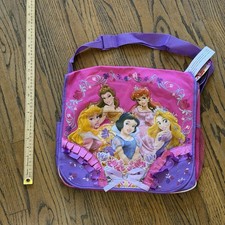Disney Princess Large Pink Floral Backpack Belle Ariel Cinderella Zip Strap