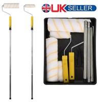 12 PCS Paint Roller Kit Home Wall Ceiling Handle Tool Decorating Runner Brush UK