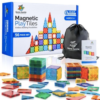 Magnetic Tiles Building Set 56 PCS STEM Toy Ages 3-8 Educational Gift