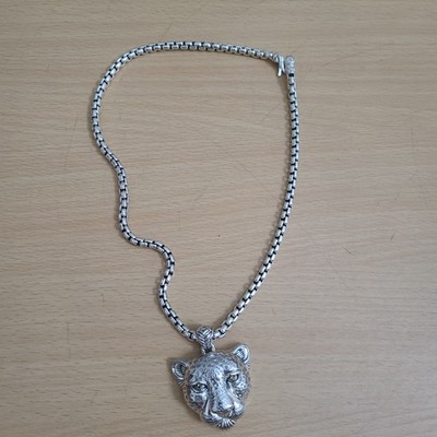 John Hardy JAI Sterling Silver Leopard 94g 20'' Round Box Chain Link Necklace