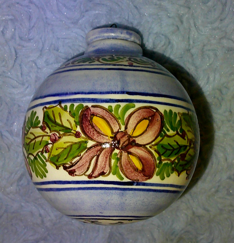 Delft Holland USA Hand Painted Porcelain Ball Christmas Ornament EUC