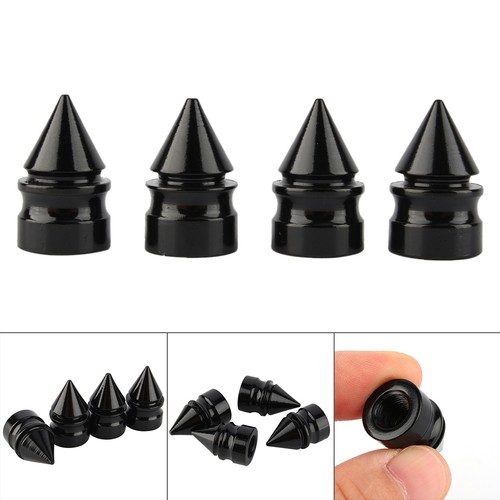 ༝4Pcs Tower Tyre Valve Cover Black Aluminium Alloy Kit For Automobile Motorcycle - Picture 3 of 7
