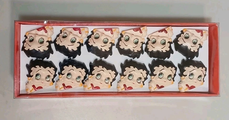 Ganchos para cortina de ducha de resina decorativa Betty Boop Vintage 1997 12 NUEVOS EN CAJA Foto 2 de 4