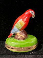 Eximous & Limoges Red Macaw Bird Trinket Box