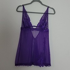 Victoria's Secret purple mesh nightgown babydoll adjustable straps Sz M