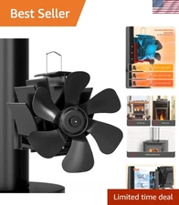 Magnetically Mounted Heat Powered 6-Blade Wood Stove Fan - Silent & Efficient