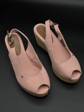 TOMMY Hilfiger Iconic Elba Sling Shoes Donna UK 6 Zeppe Platform Anckle Strap